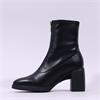 Wonders Vera Front Zip Block Heel Boot - Black Stretch